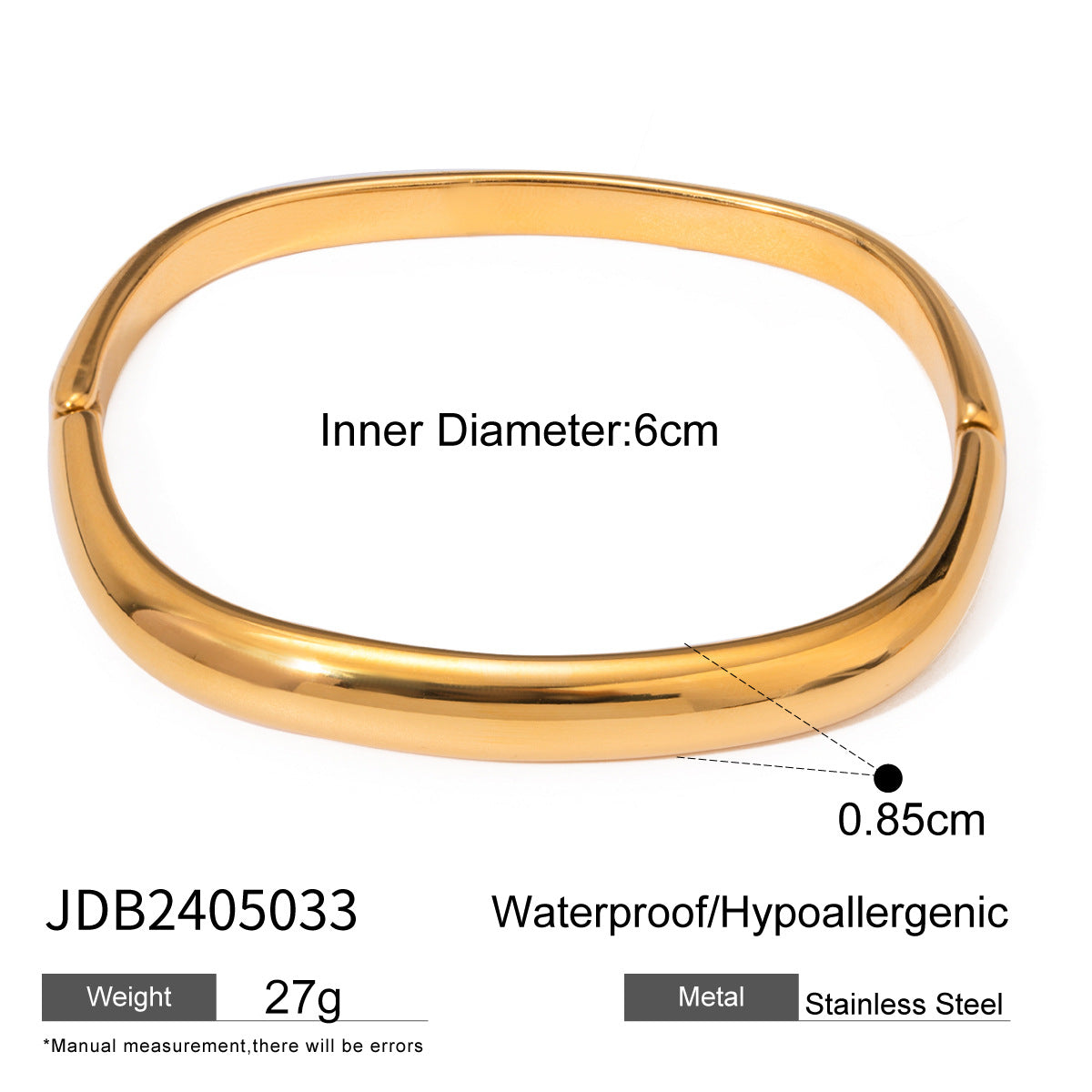 Gold Plated Geometric Stainless Steel Open Cuff Bracelet
