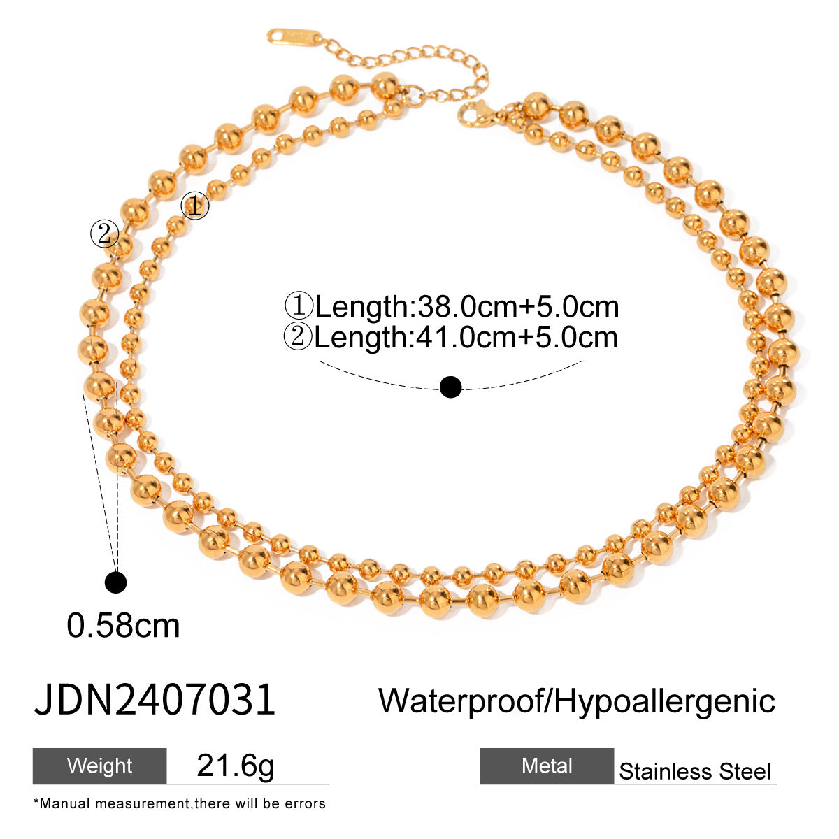 18K Gold Plated Heart Stainless Steel Necklace with Titanium Steel Pendant for Women