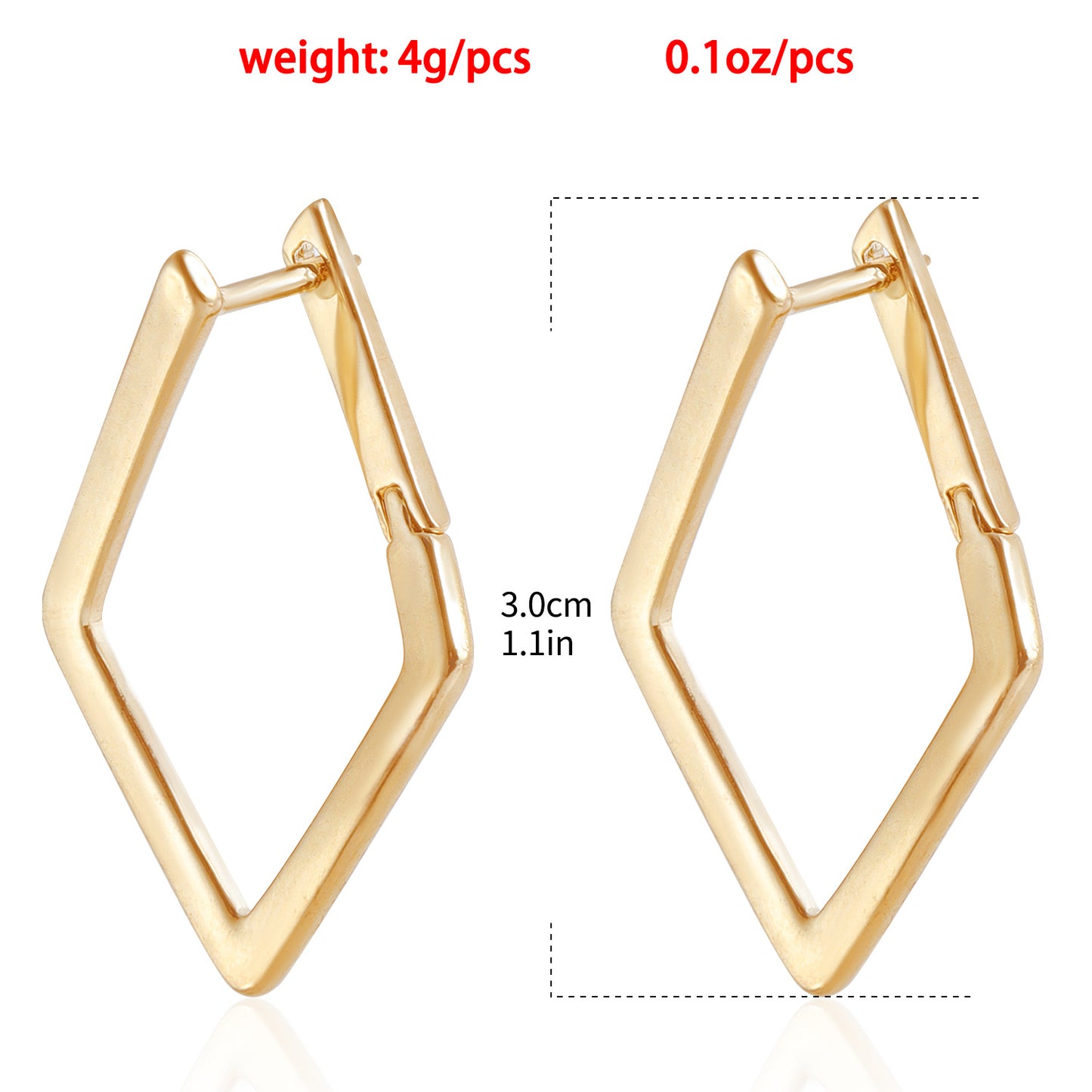 Minimalist Geometric Rhombus Stud Earrings for Women with Metal Plating Finish