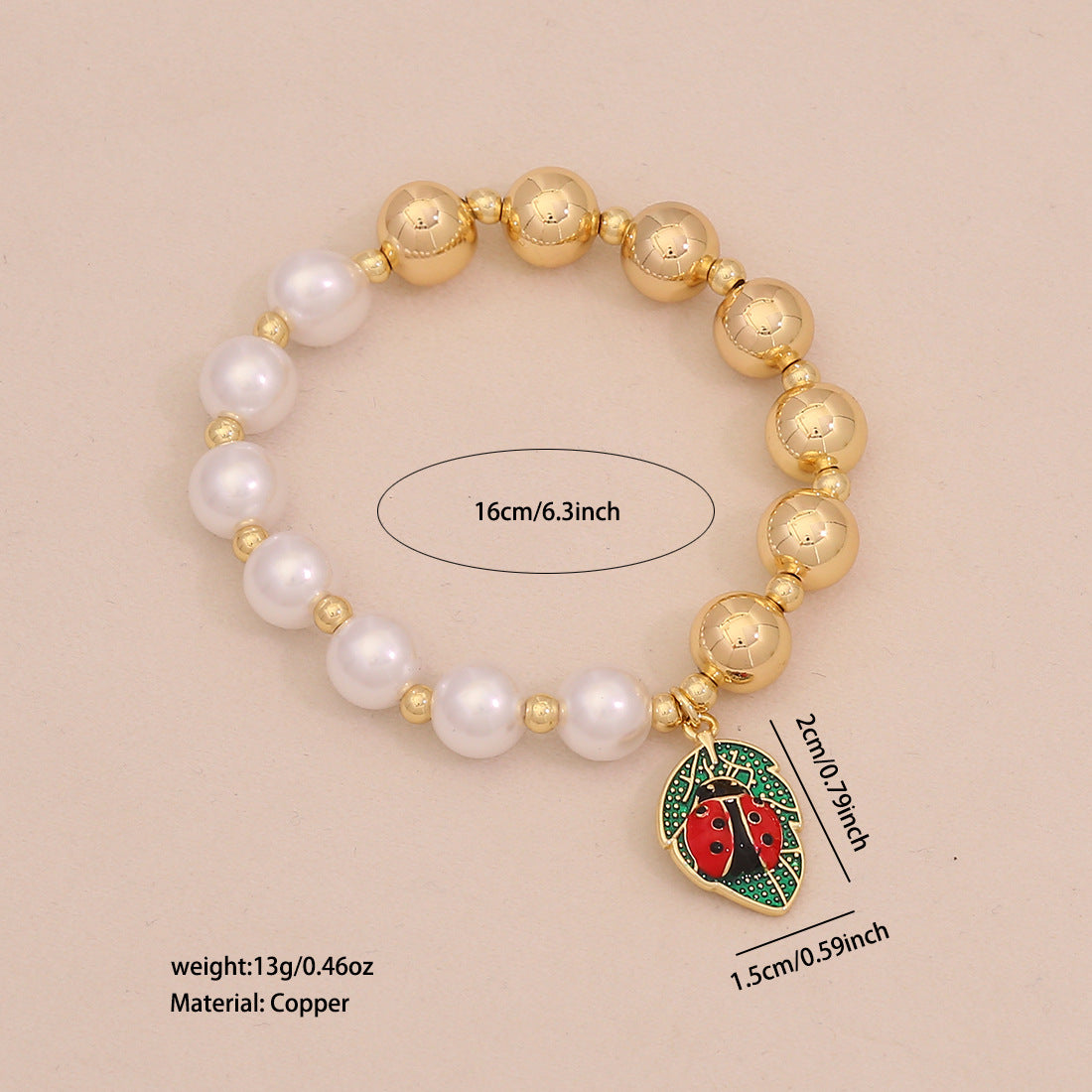 Fashion OL Style Insect-Shaped Imitation Pearl Beaded Bracelet for Women