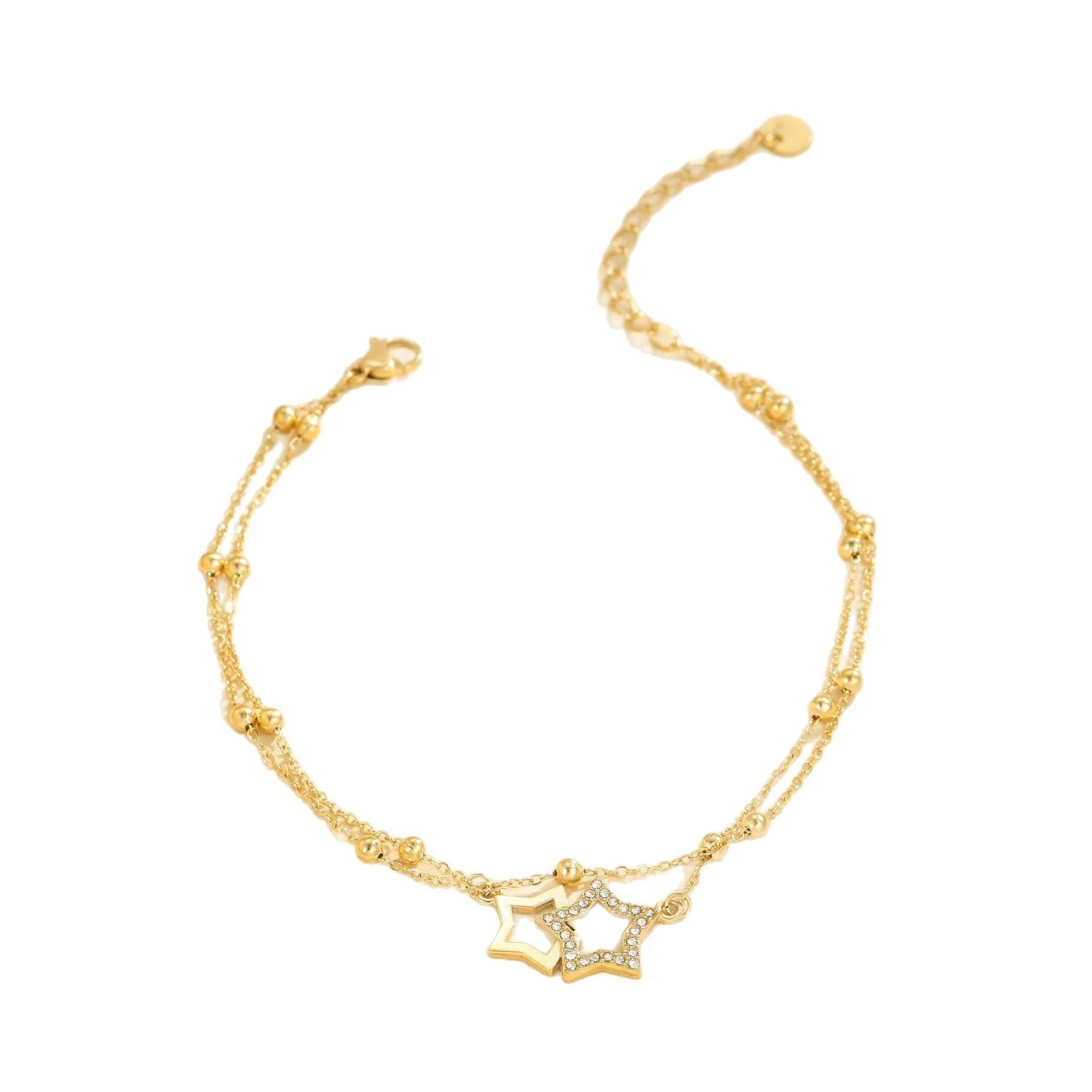 Catena alla caviglia multistrato in acciaio inossidabile placcato oro 18K con motivo geometrico, unisex, alla moda, stile estivo da spiaggia