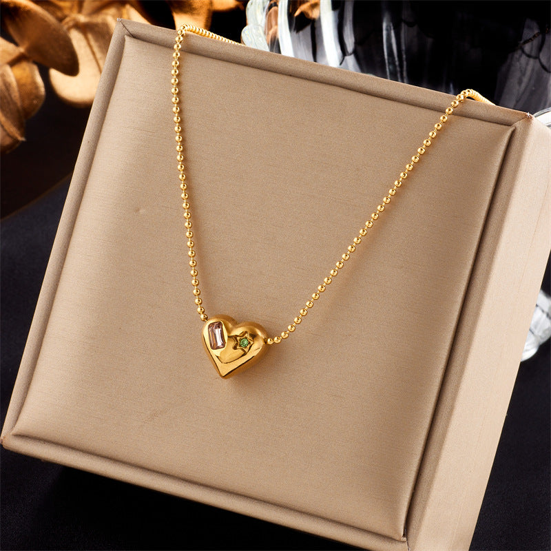 Minimalist Butterfly and Star Pendant Necklace in Titanium Steel with Plated Finish for Women
