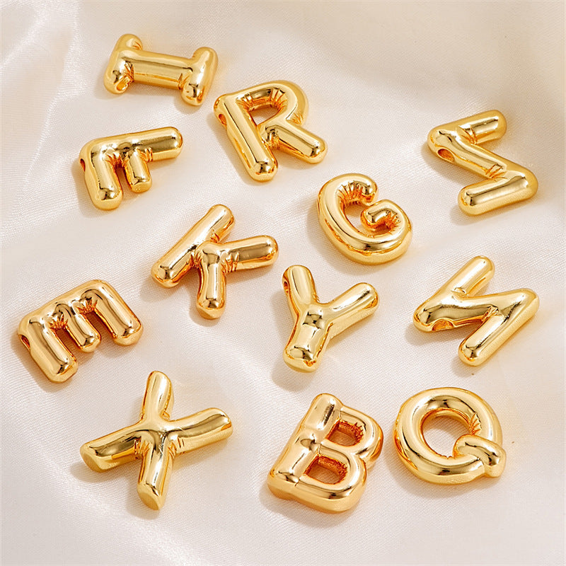 Gold Plated Brass Letter Pendant Necklace for Women