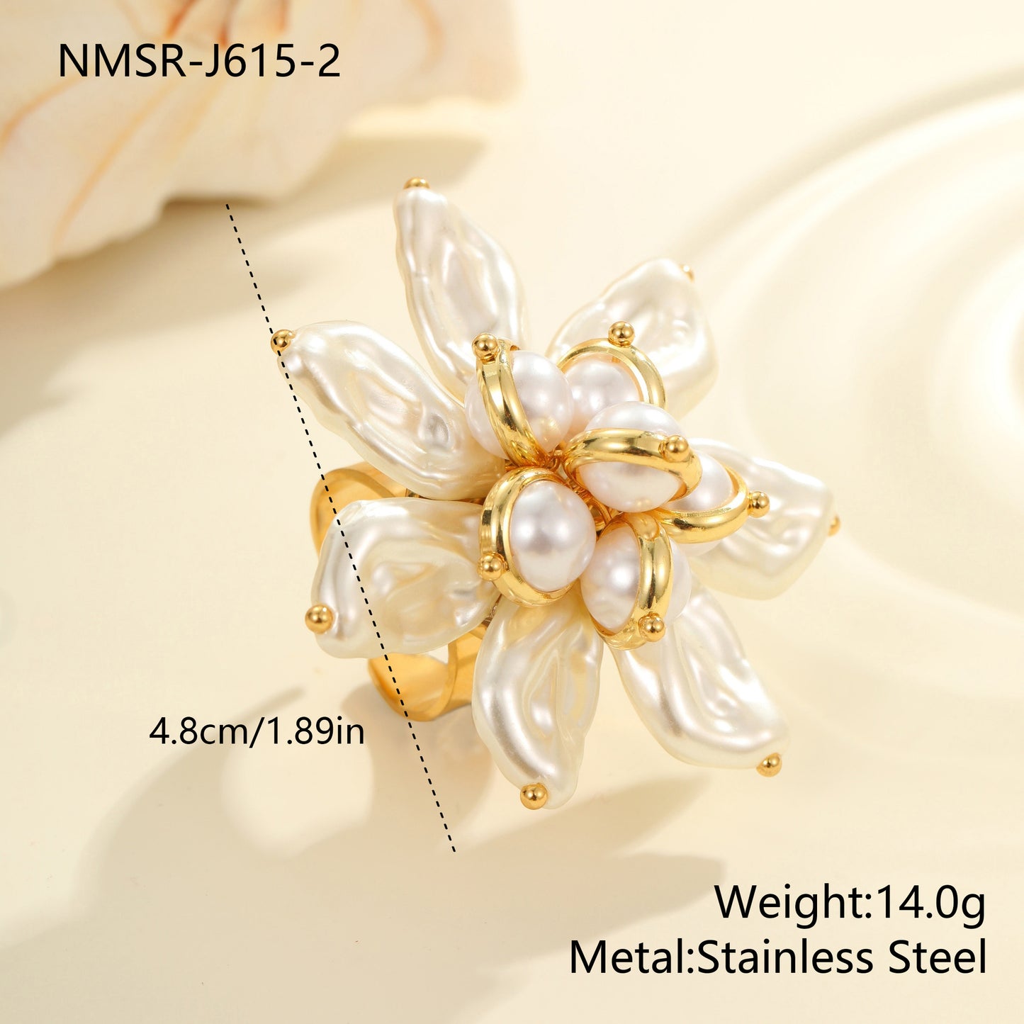 Dopamine Colorful Floral Stainless Steel Adjustable Ring for Women with Plated Finish