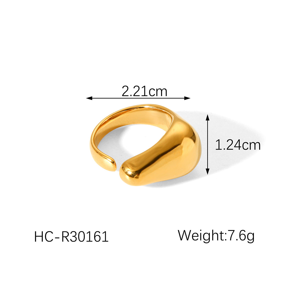 Anello Aperto Geometrico da Donna in Acciaio Inossidabile con Finitura Placcata Sottovuoto