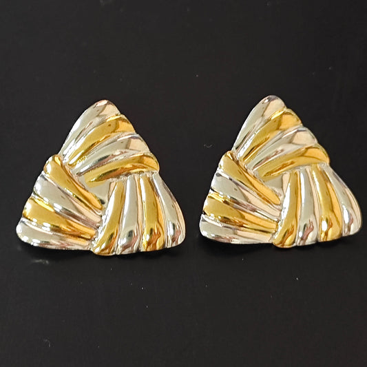 Pendientes de Acero Inoxidable Chapados en Oro con Diseño Geométrico de Triángulo, Estilo Vintage de Lujo