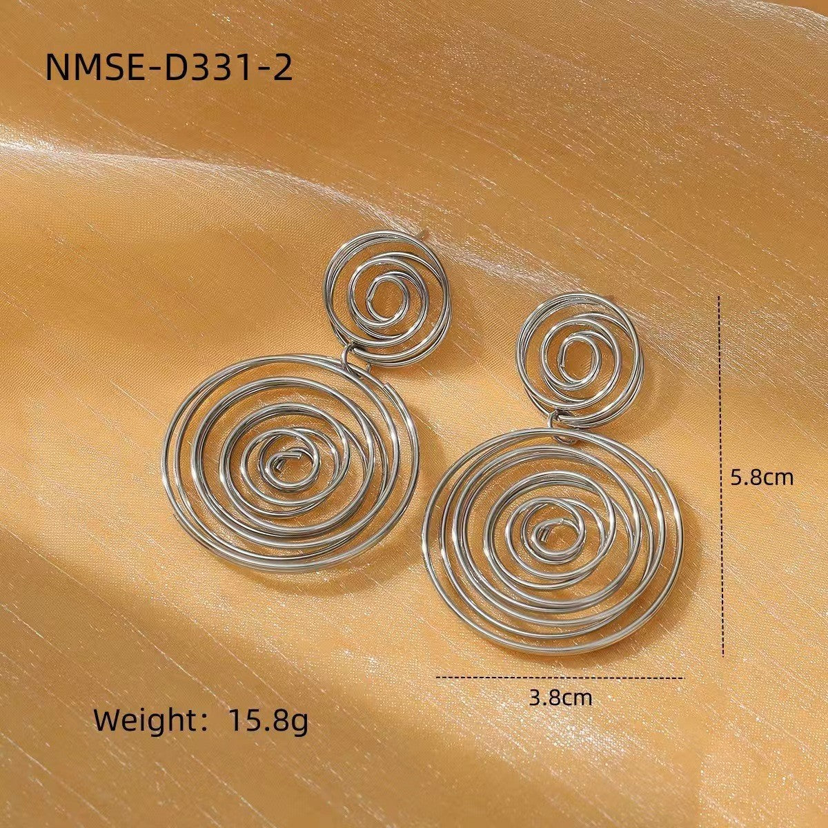 Orecchini da donna alla moda in acciaio al titanio con spirale geometrica e placcatura in oro