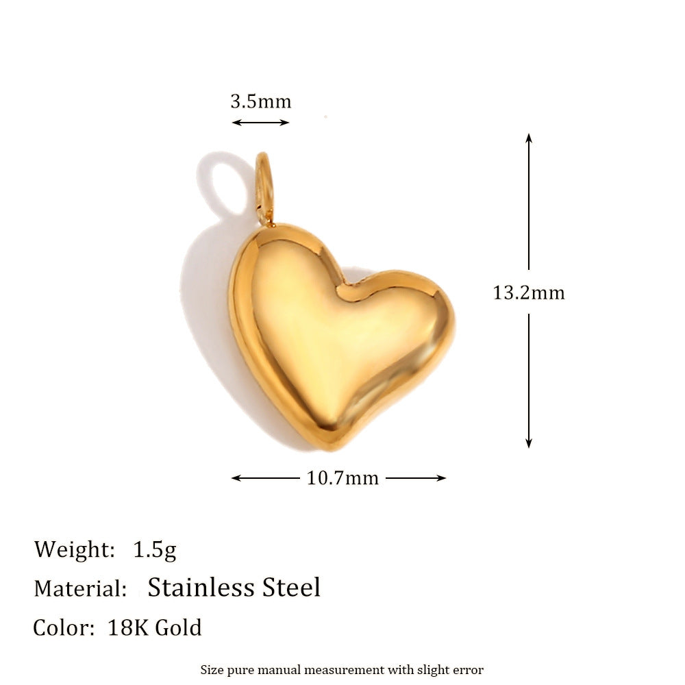 Geometric Sunflower Heart Pendant in Stainless Steel with 18K Gold Plating, Vintage-Inspired Rose and Daisy Accents for Women