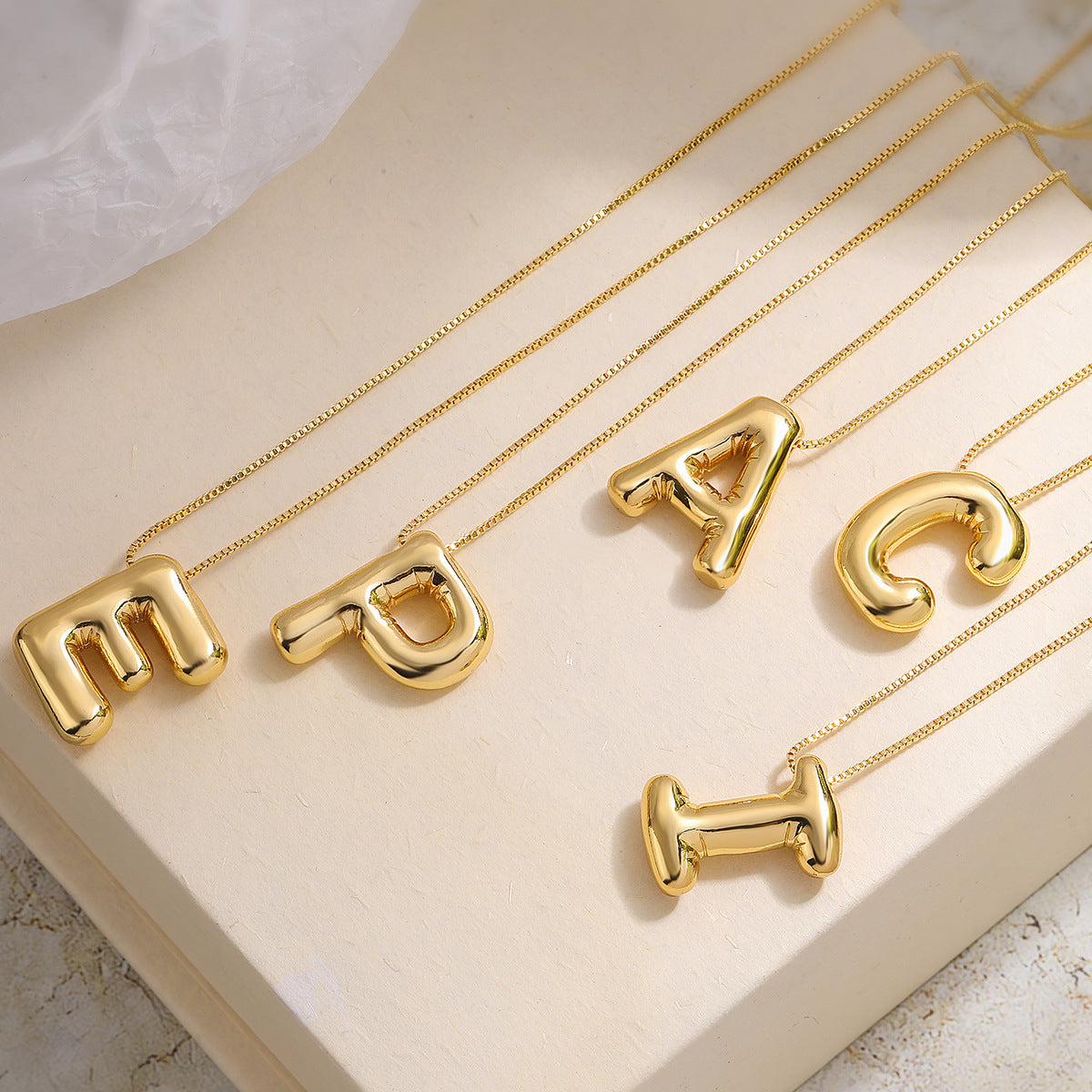 Minimalist Irregular Geometric Letter Balloon Pendant Necklace for Women