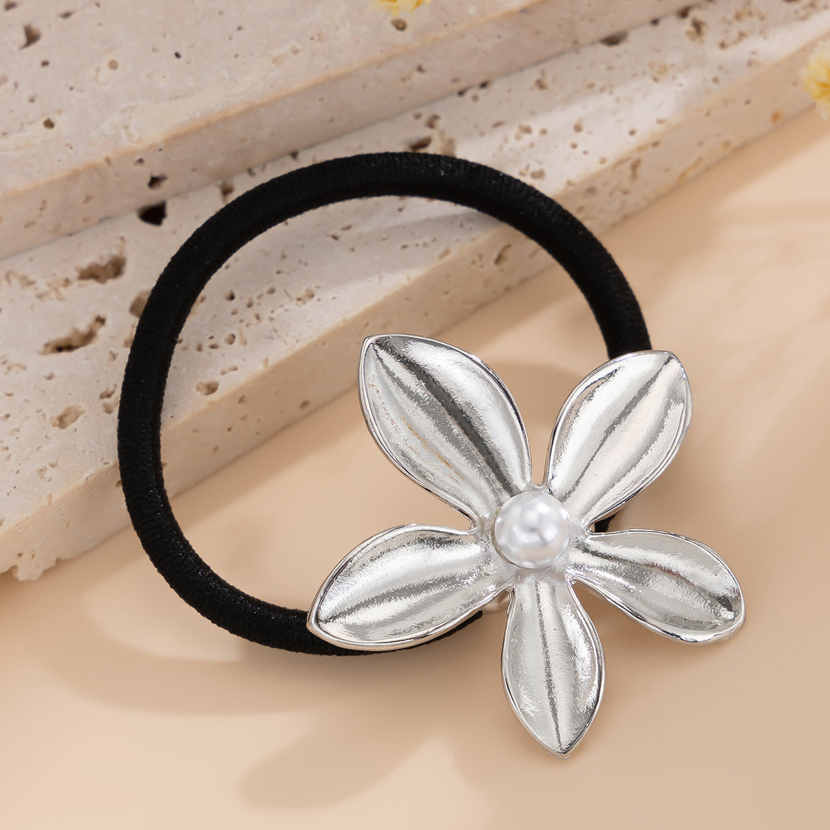 Fashion Polished Alloy Flower Butterfly Imitation Pearl Hair Tie