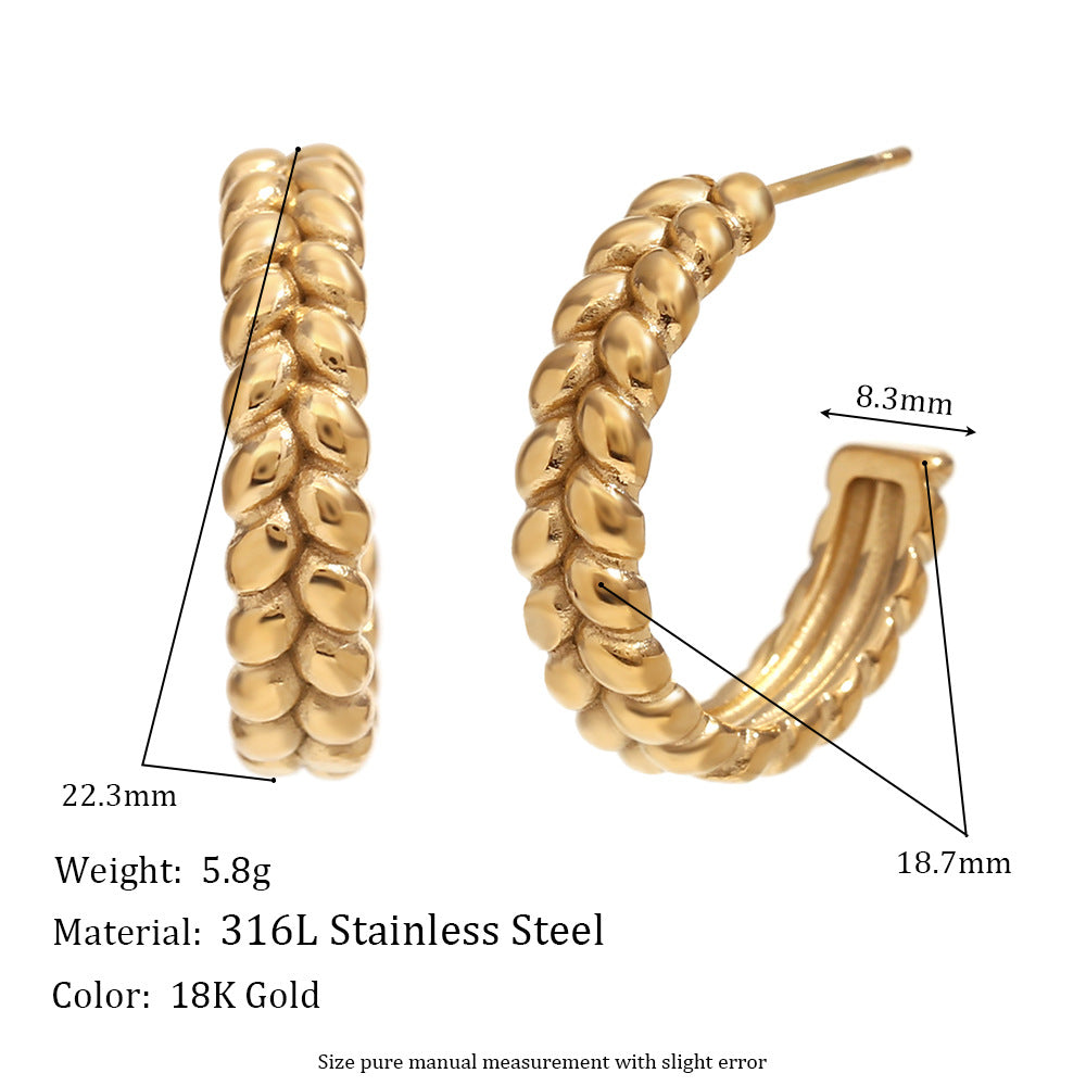Minimalist Vintage-Inspired Geometric Wave Earrings for Women Stainless Steel with 18K Gold Plating