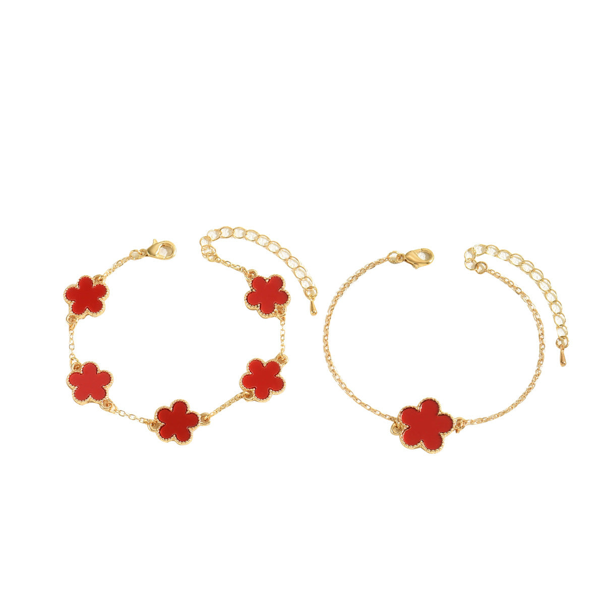 Bracciale floreale minimalista da donna in lega di zinco con finitura smaltata e design a fiore di prugno e petali