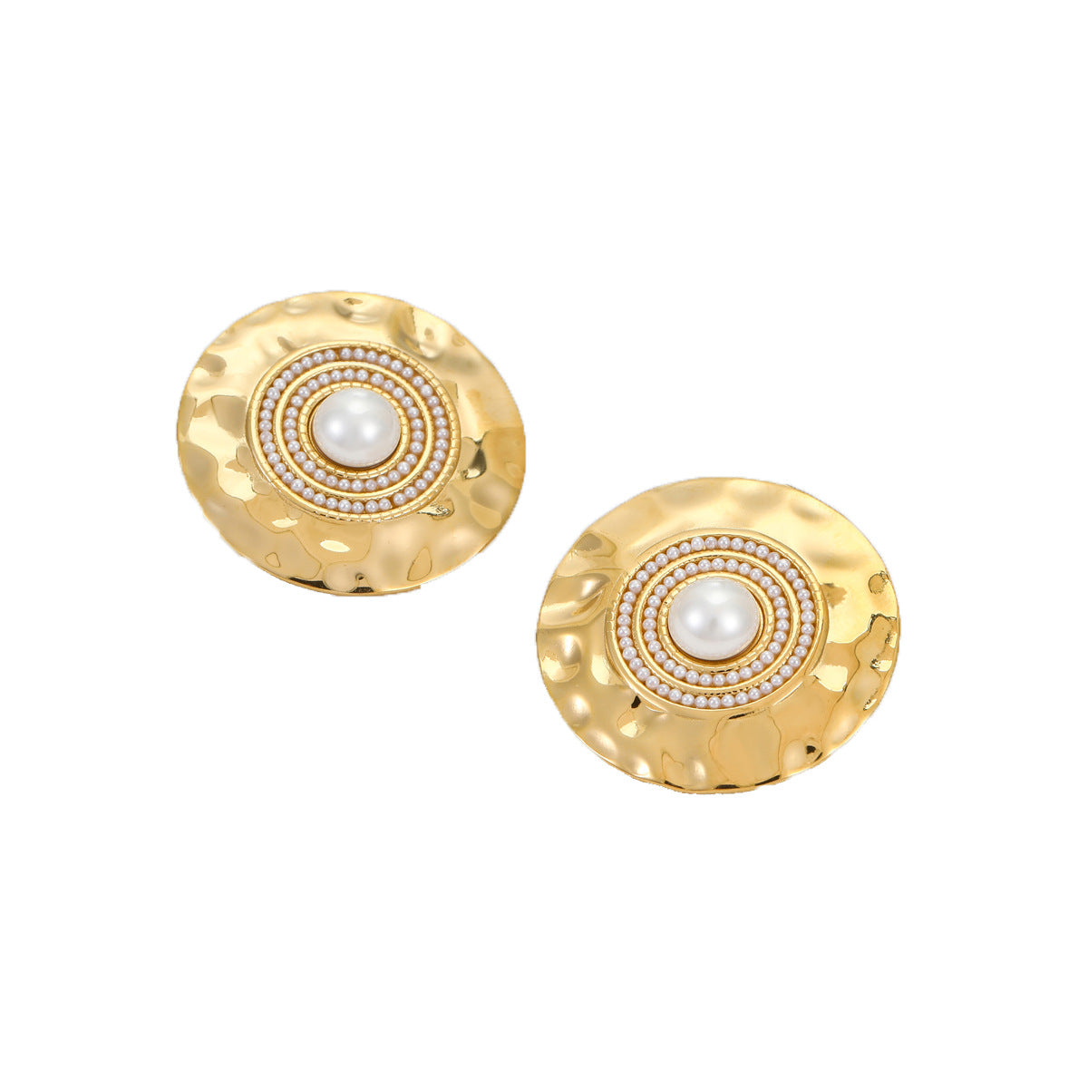 Orecchini da donna in acciaio inossidabile placcato oro con perle geometriche stile vintage