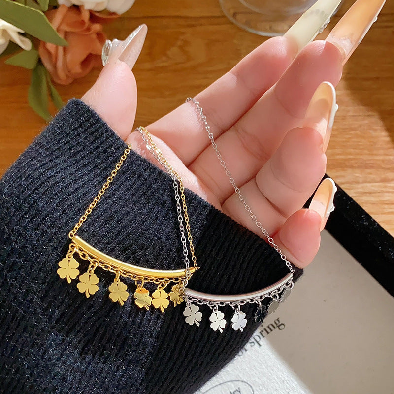 Sporty Casual Gold Plated Titanium Steel Necklace Unisex