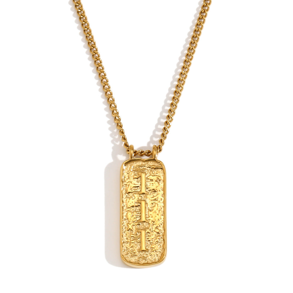 Collana con ciondolo a forma di numero minimalista ispirata al vintage, con tarocchi, da donna, in acciaio inossidabile placcato oro 18 carati
