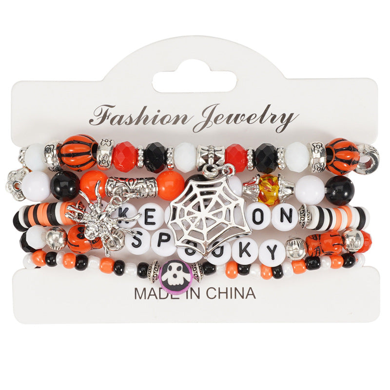 Juego de pulseras de cuentas con letras unisex casuales con colgante, pulsera de moda electrochapada de aleación para recuerdo de viaje