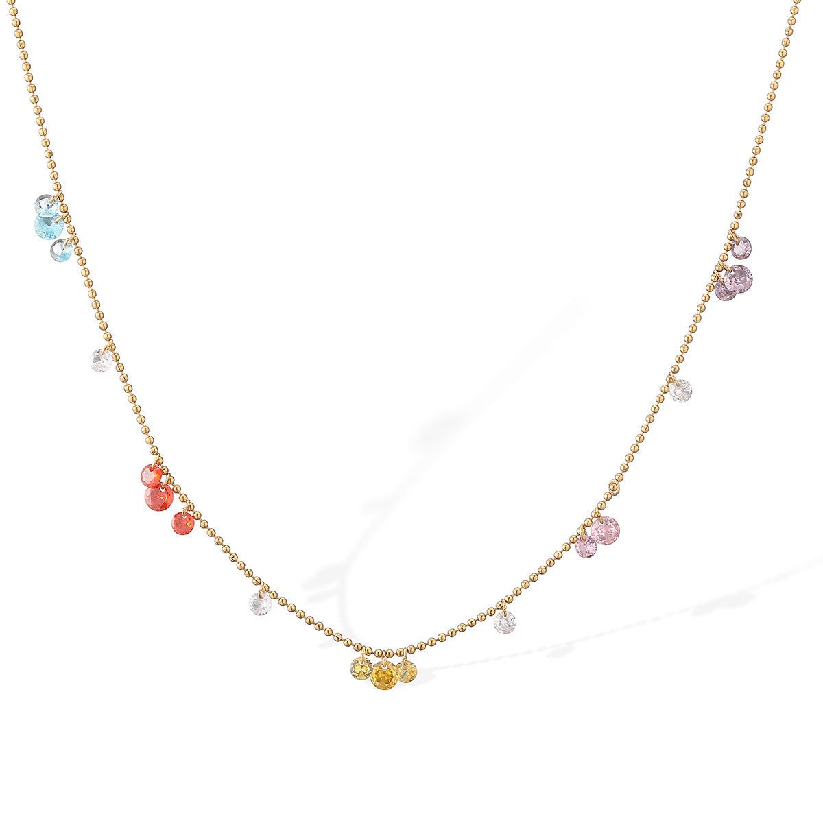 Minimalist Geometric Stainless Steel Necklace with Cubic Zirconia for Women
