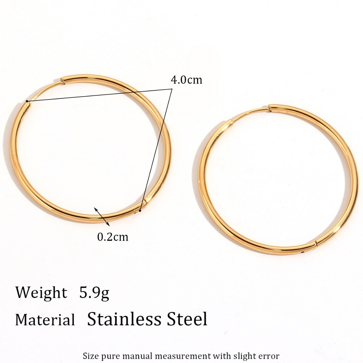 Minimalist Geometric Stainless Steel Hoop Earrings with 18K Gold Plating for Women