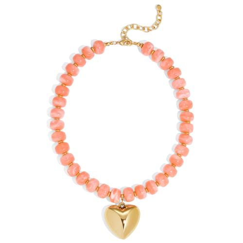Vintage Bohemian Heart Resin Acrylic Pendant Necklace for Women