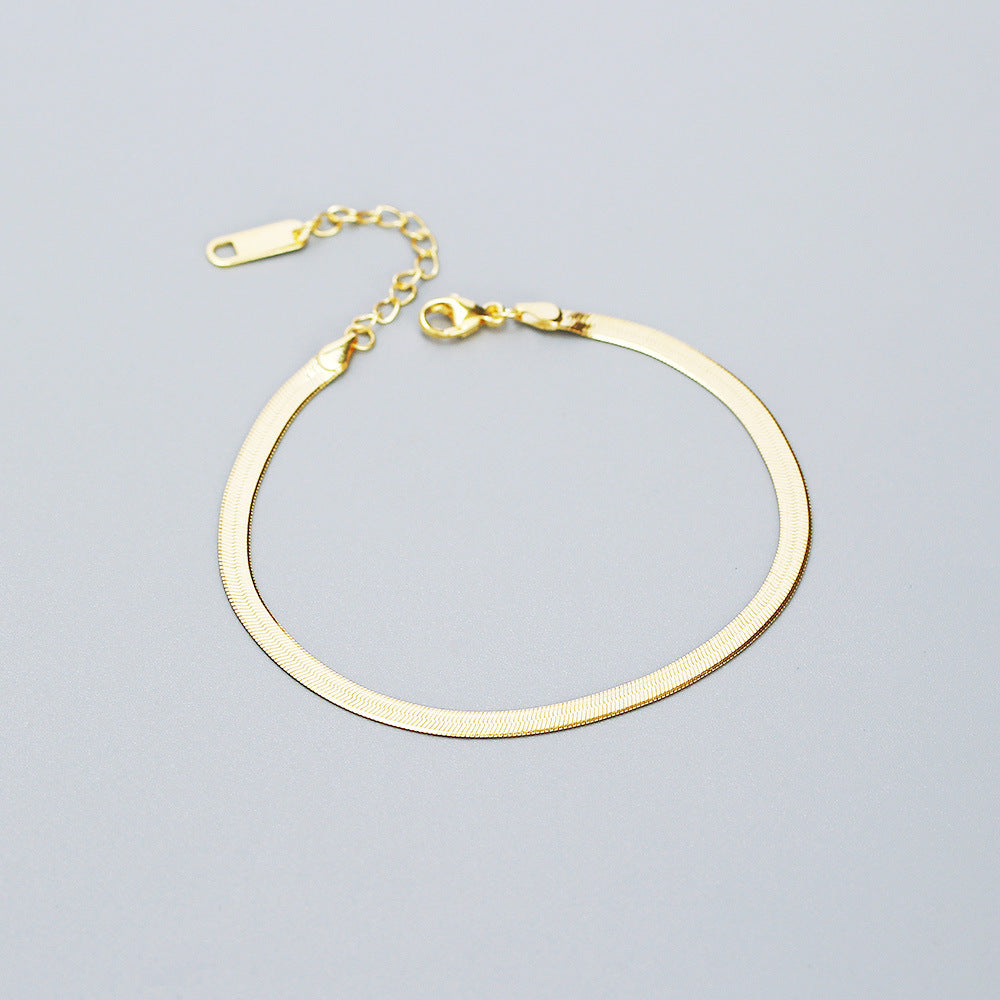 925 Sterling Silver Geometric Snake Chain Bracelet