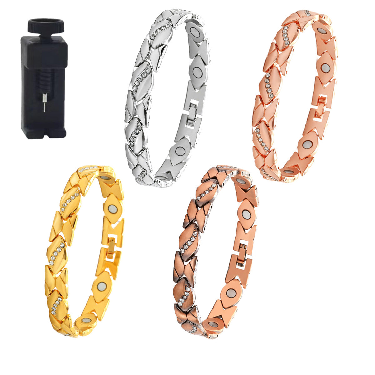 Bracciale Minimalista Magnetico Regolabile a Forma di Foglia in Lega di Zinco Placcato con Design Geometrico per Donna e Uomo