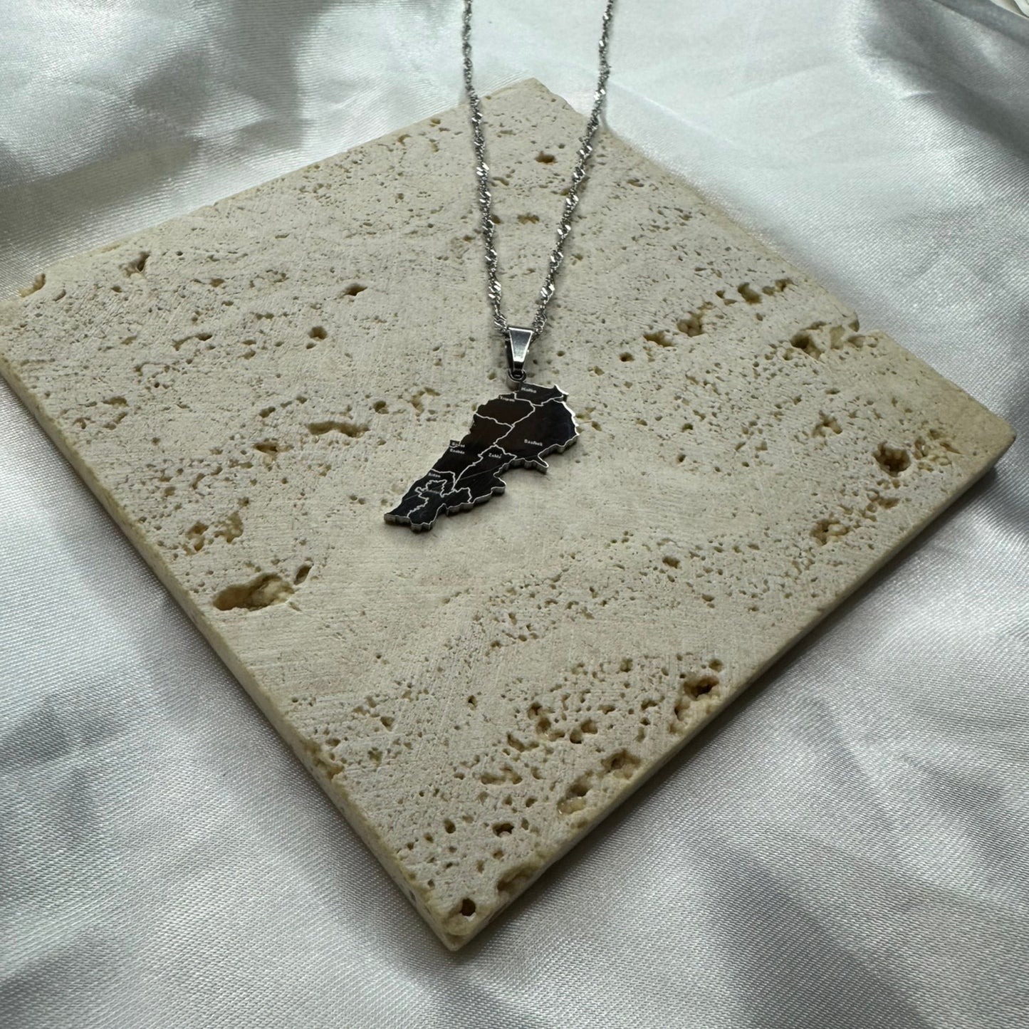 Minimalist Map City Pendant Necklace for Unisex in Stainless Steel with Titanium Steel Charm and Electroplated Finish