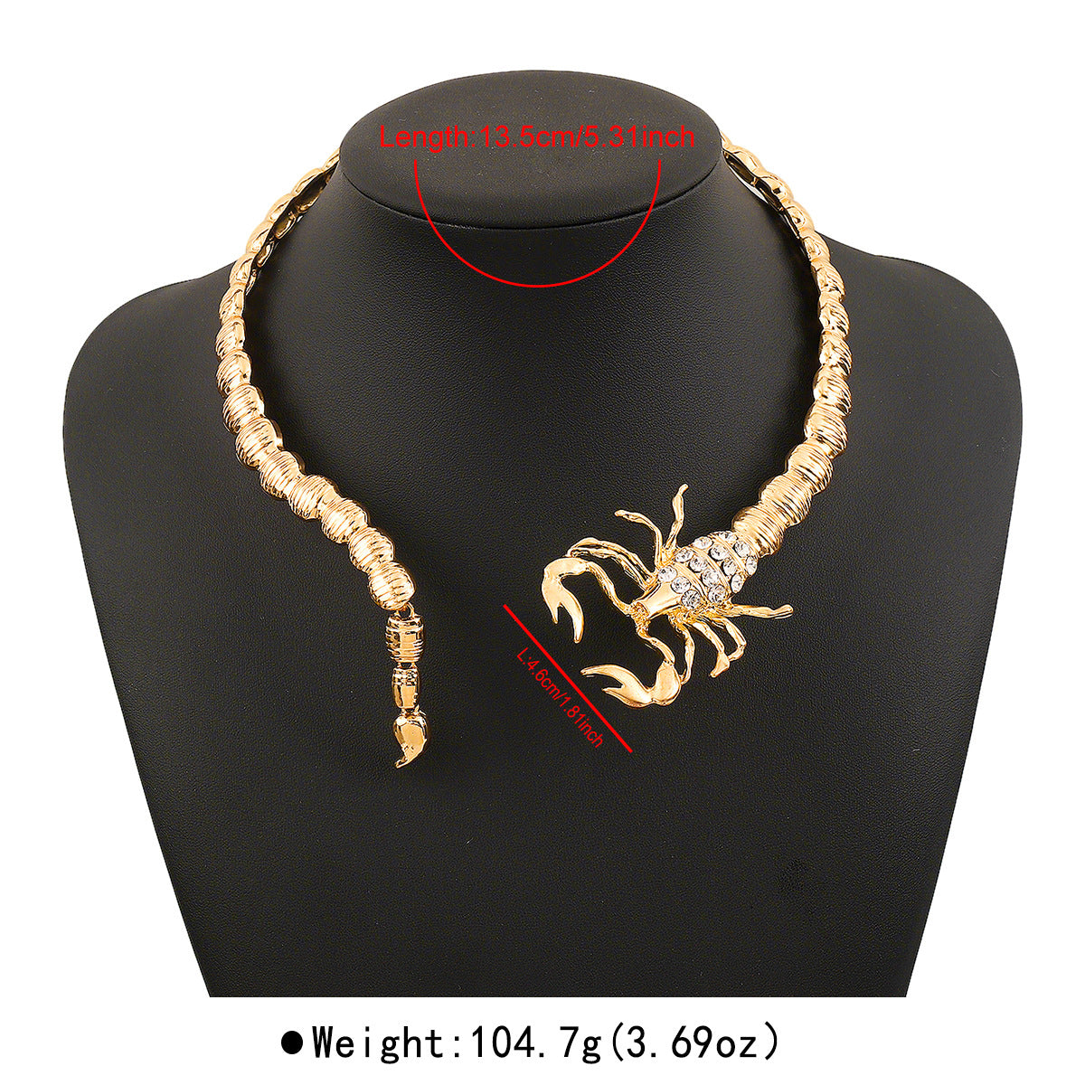 Collar con colgante de escorpión de Halloween atrevido para mujer, aleación con incrustaciones de diamantes de imitación y cadena de serpiente