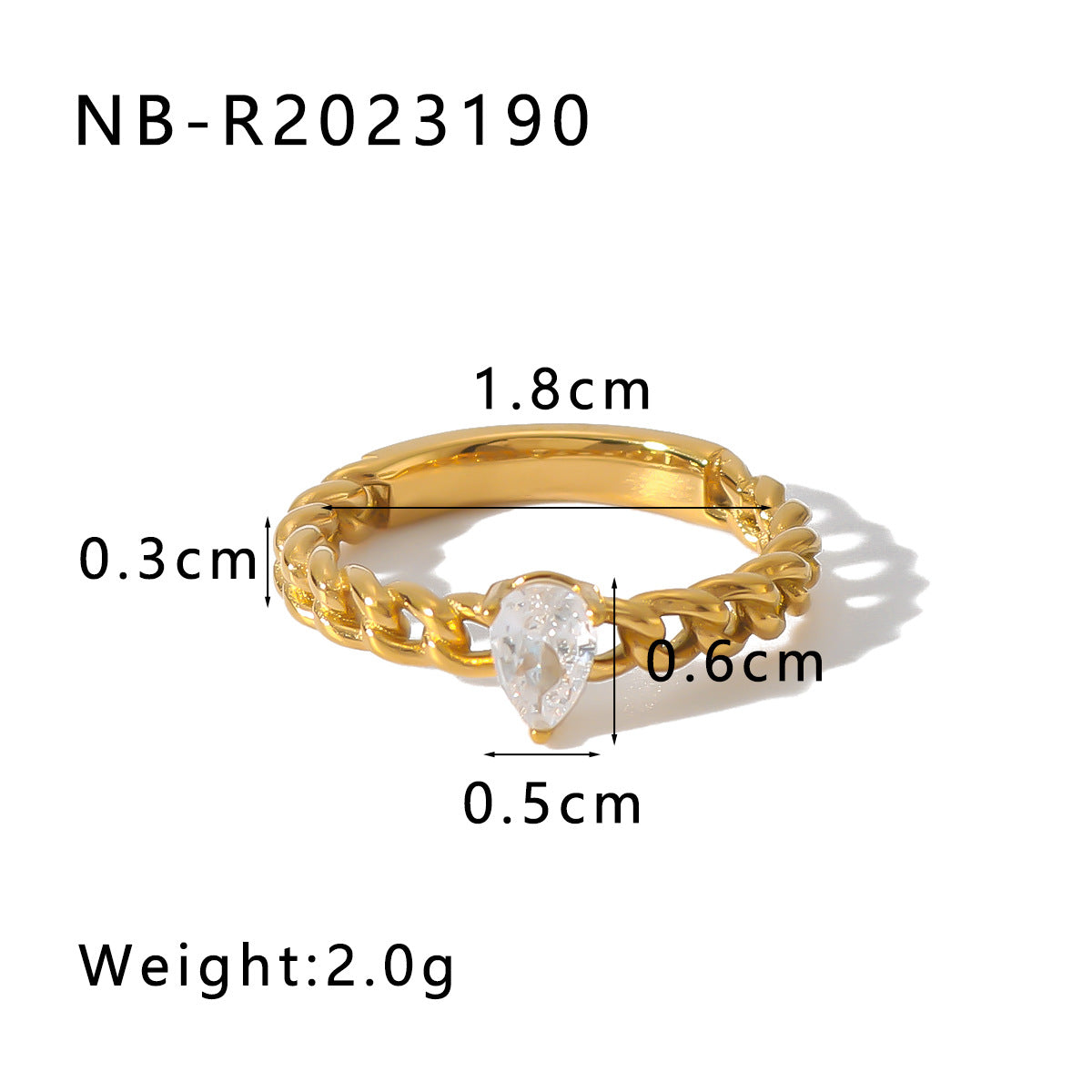 Minimalist Geometric Stainless Steel Ring with 18K Gold Plating and Zirconia for Women and Men