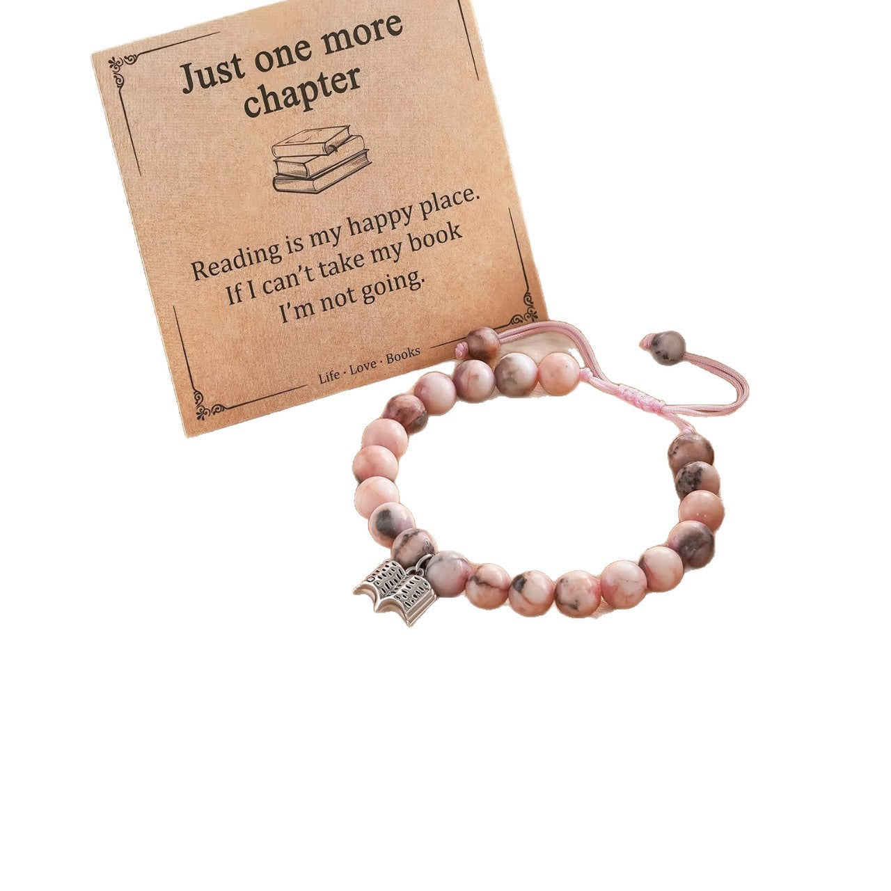 Sweet Zebra Print Stainless Steel Book Pendant Braided Bracelet for Women