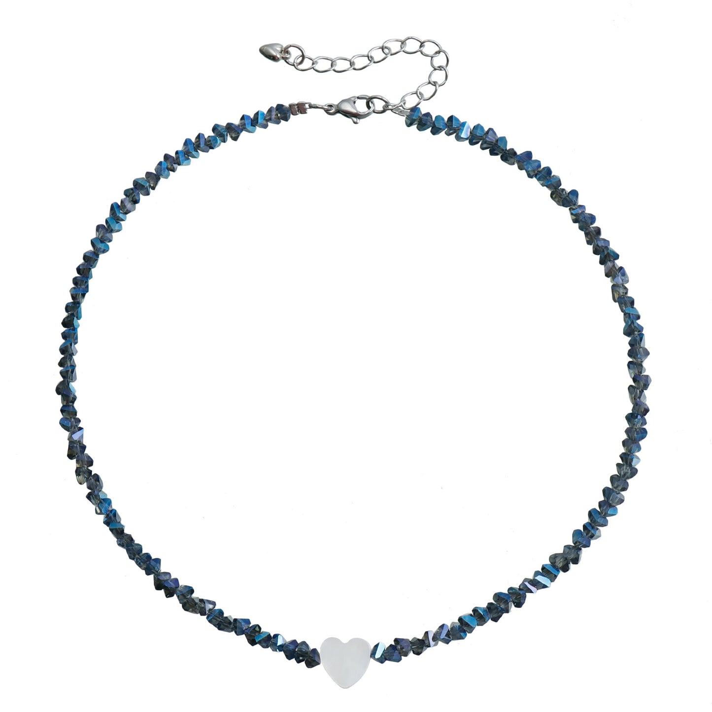 Collar Minimalista de Cuentas de Cristal con Forma de Corazón para Mujer con Colgante de Aleación Chapado en Oro y Delicada Cadena para Clavícula