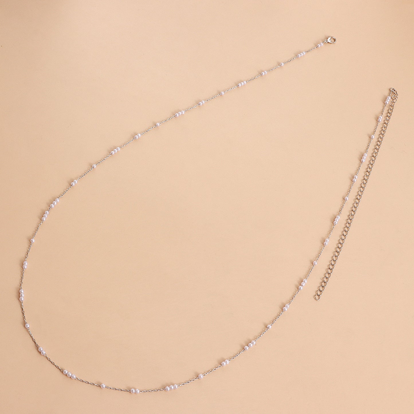 Casual Hip Hop Style Mini Faux Pearl Waist Chain for Women Adjustable Thin Body Chain