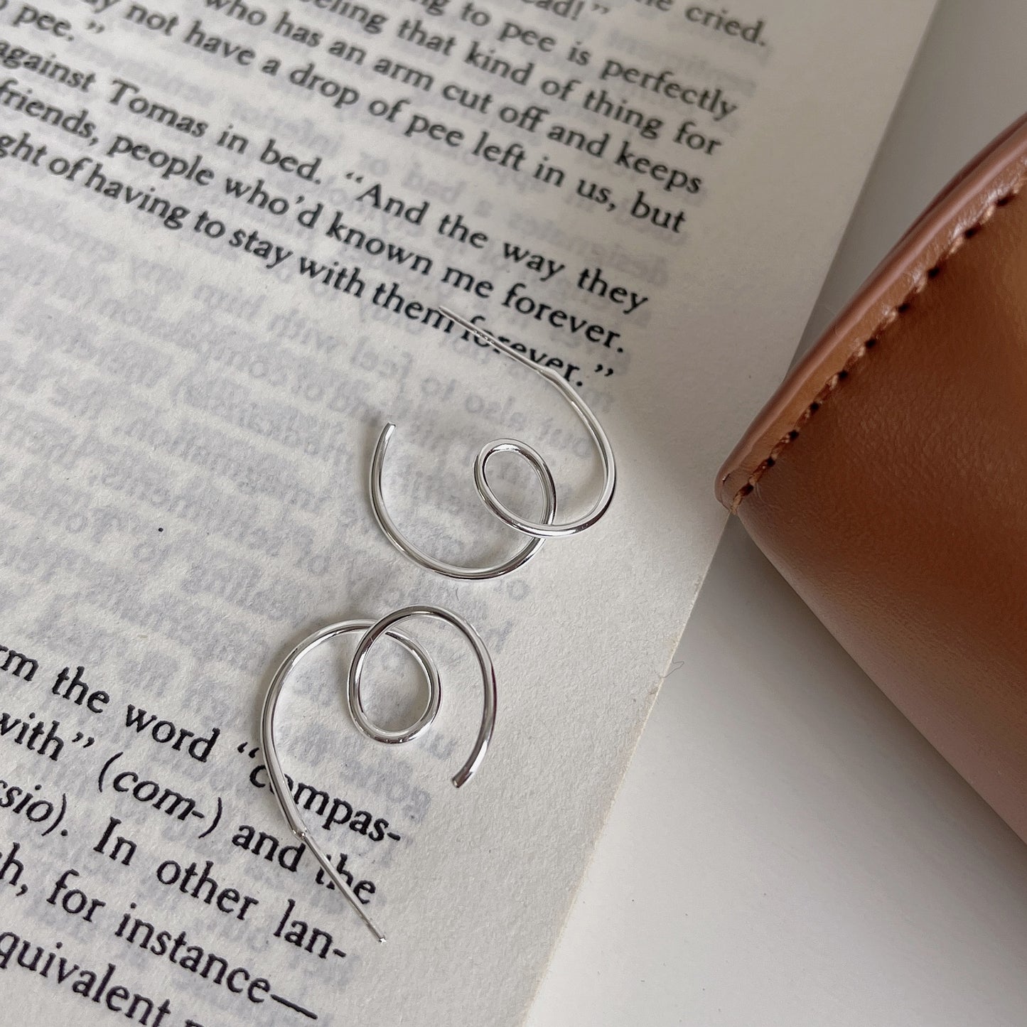 Minimalist 925 Sterling Silver Plated Wave Hoop Earrings for Women