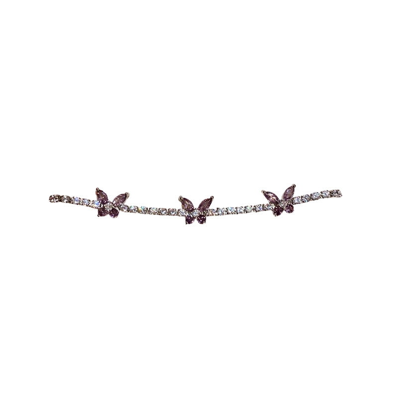 Sweet Square Floral Brass Bracelet with Cubic Zirconia Inlay for Women