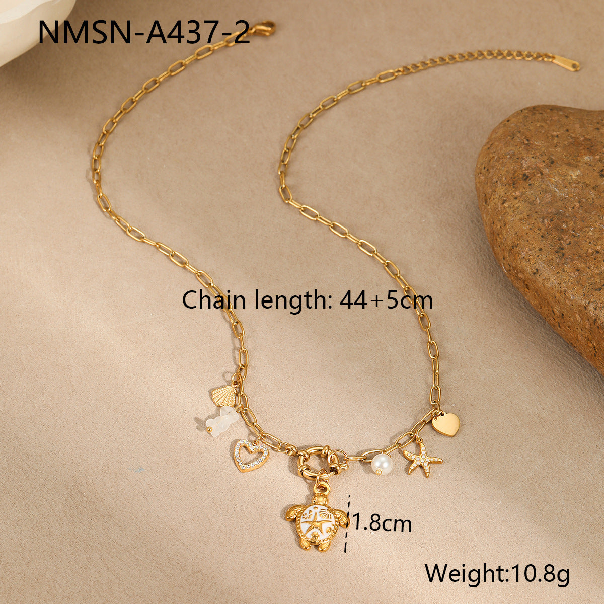 Fashionable Turtle Pendant Necklace in Stainless Steel with 18K Gold Plating, Geometric and Animal-Inspired Design for Women