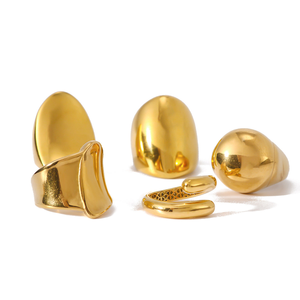 Anello Minimalista Geometrico in Acciaio al Titanio con Placcatura in Oro 18K Impermeabile Lucido di Alta Qualità per Donna e Uomo