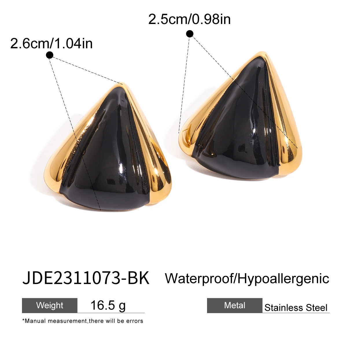 Vintage Geometric Triangle Plated Drip Oil Stainless Steel Earrings for Women