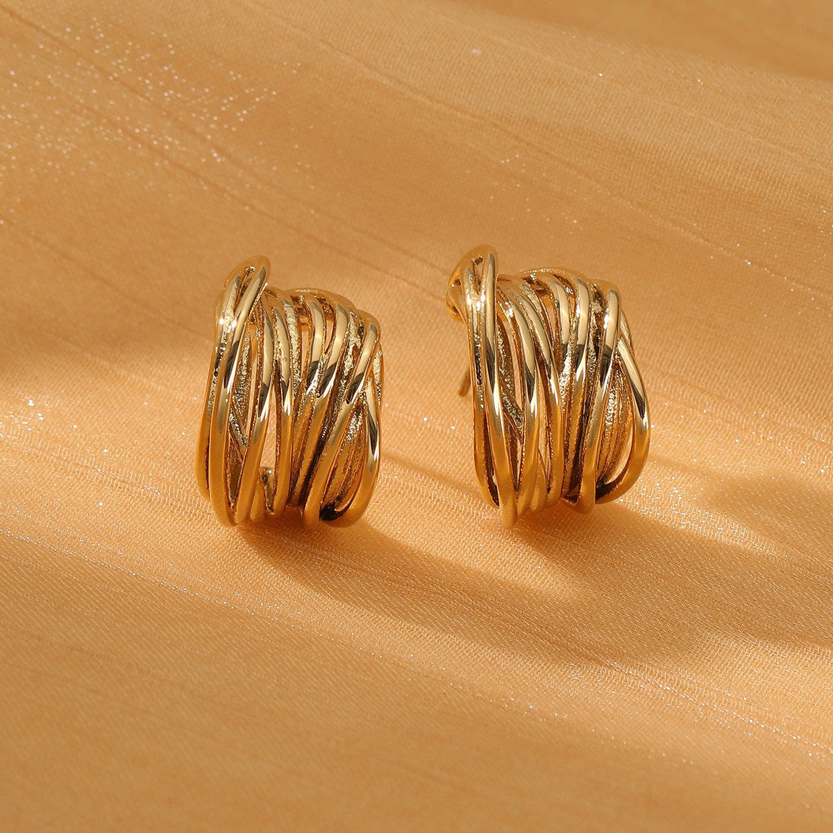 Orecchini geometrici in acciaio inossidabile placcato in stile francese vintage da donna