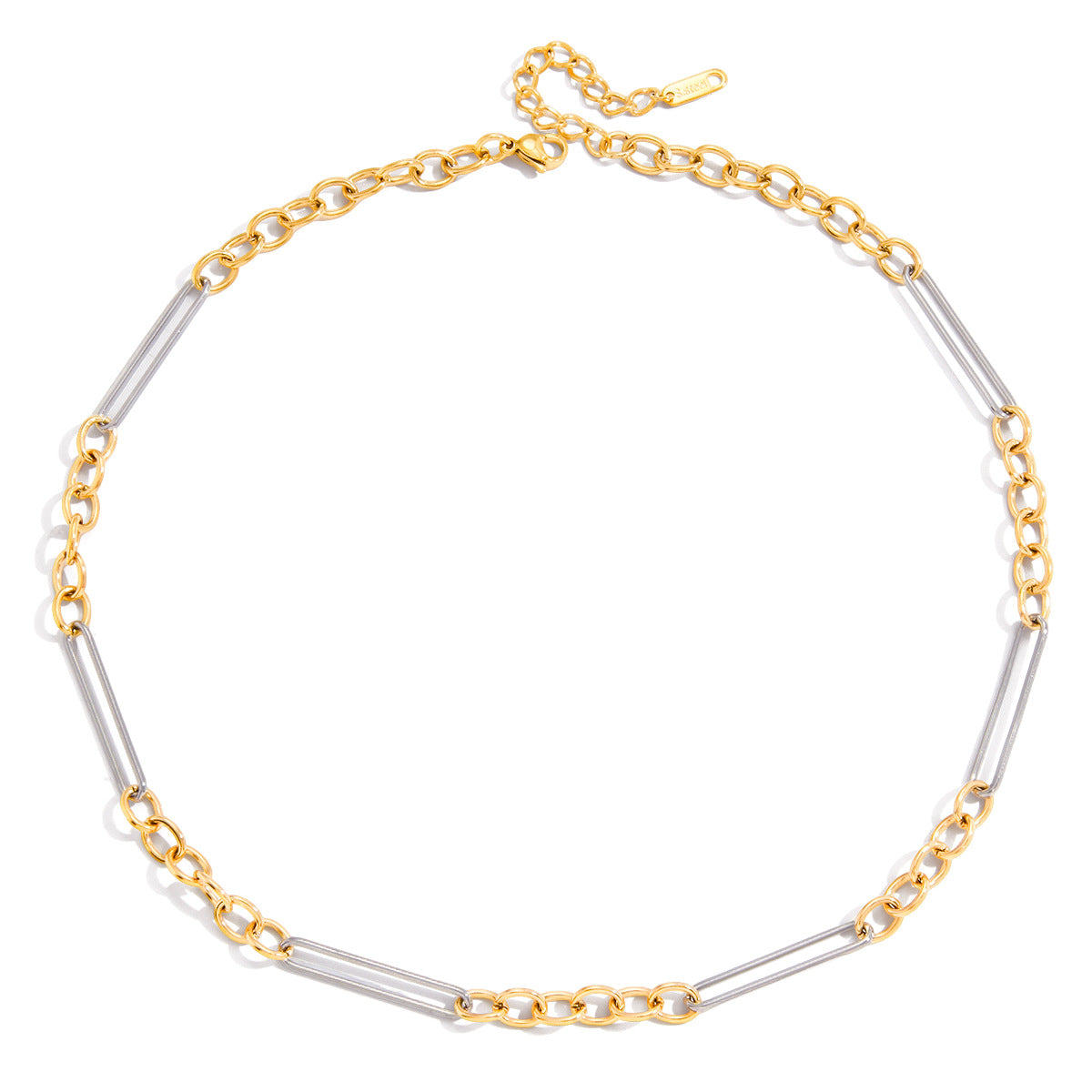 Collana da donna minimalista geometrica placcata in titanio e acciaio, con catena in acciaio inossidabile