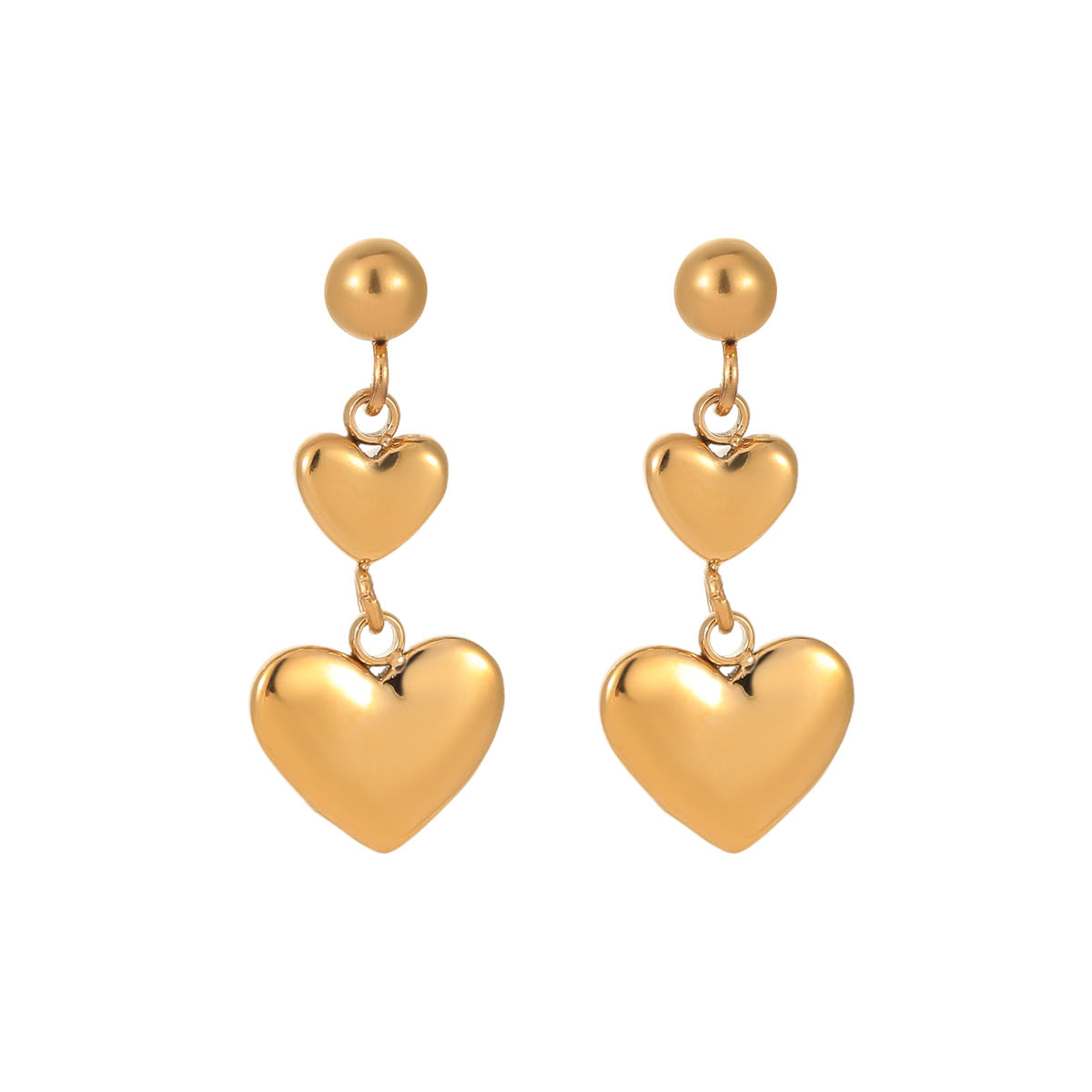 Orecchini da donna minimalisti in acciaio inossidabile lucidato a forma di cuore con placcatura in oro