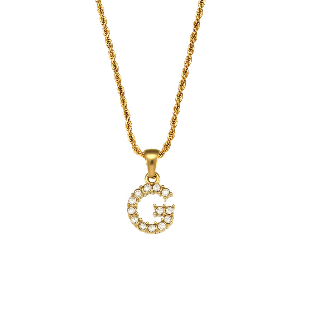 Collana da donna minimalista con pendente a lettera in stile Ins, catena in acciaio inossidabile e pendente in acciaio al titanio placcato