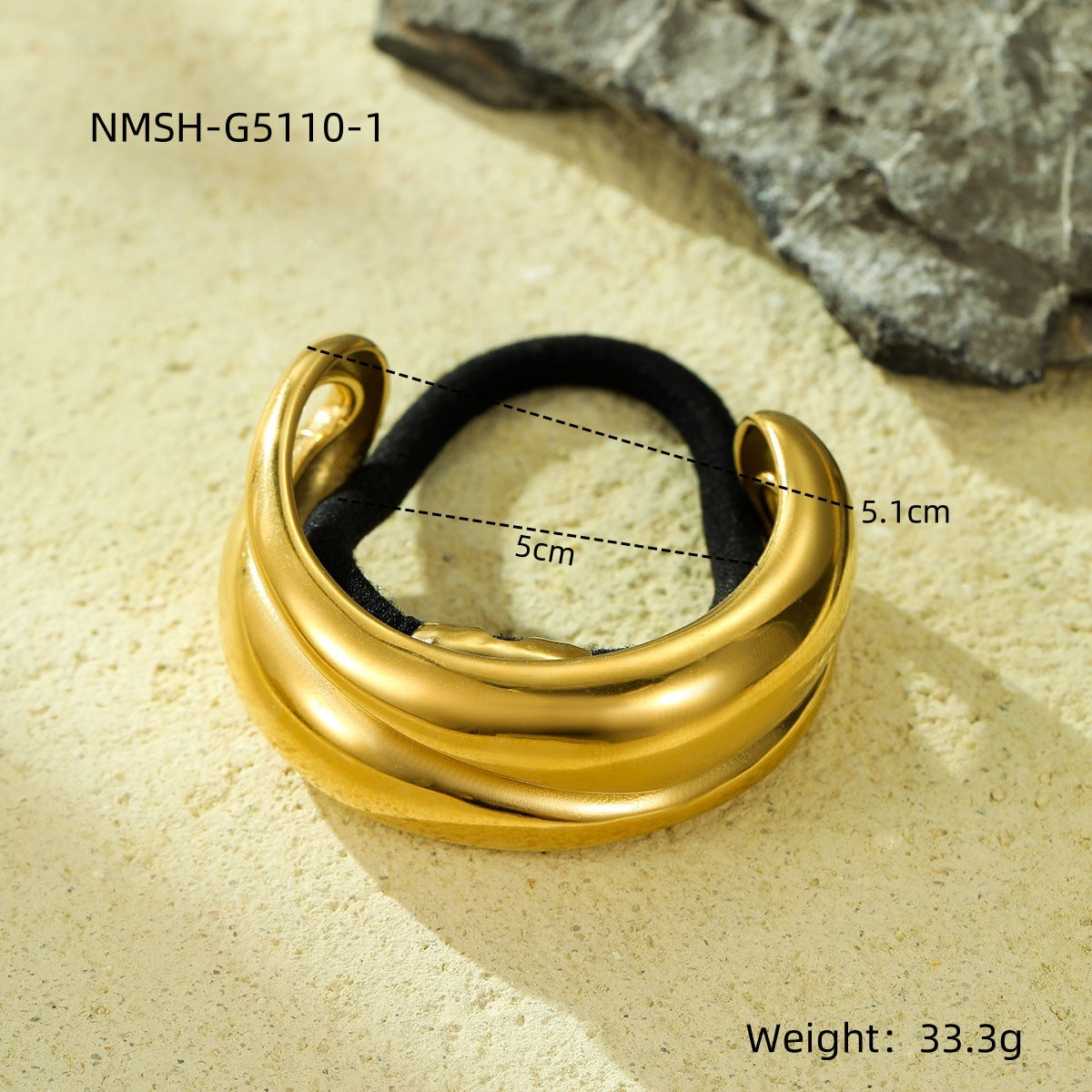 Fashion Geometric Heart 18K Gold Plated Stainless Steel High Elastic Hair Tie