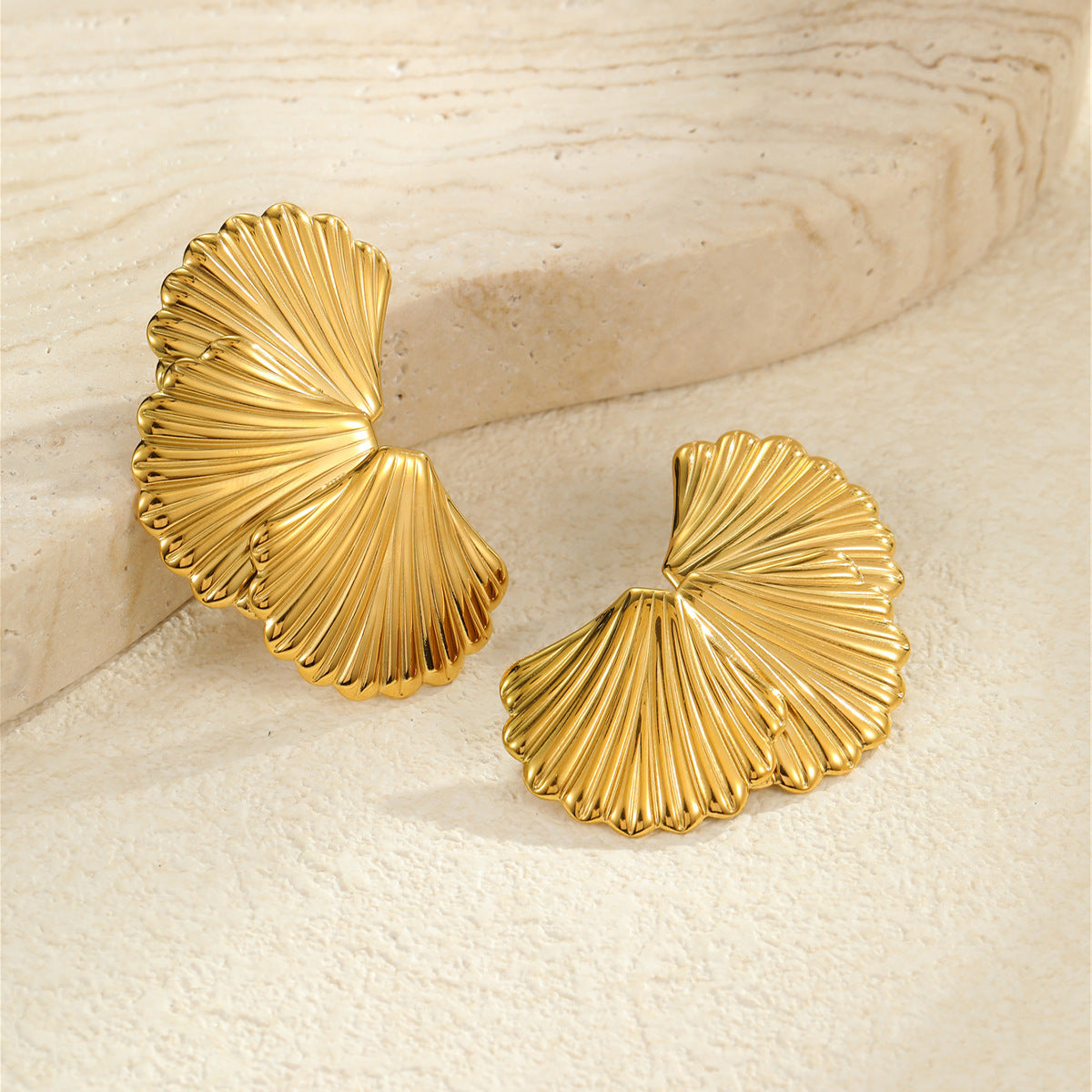 Pendientes de Tachuela de Acero Inoxidable Geométricos con Textura de Rombo y Acabado Chapado para Mujer