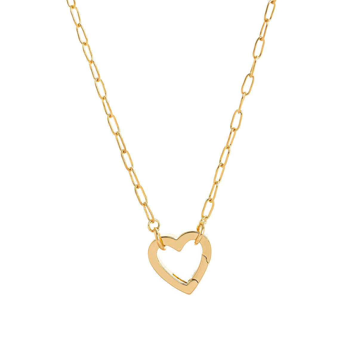 Vintage Minimalist Geometric Heart 18K Gold Plated Titanium Steel DIY Charm Bar Necklace