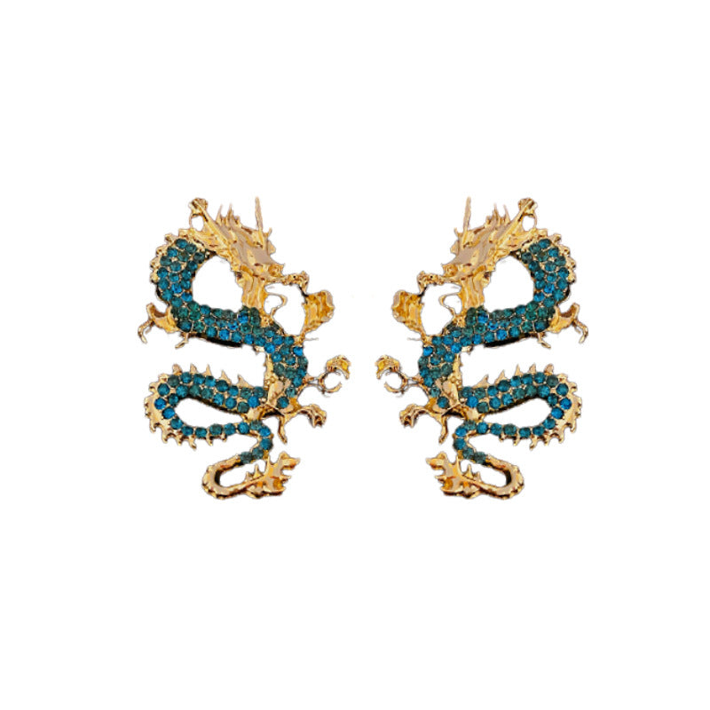 Fashionable Dragon-Shaped Zirconia Ear Cuffs for Women Stainless Steel Plated with Real Gold No-Piercing Ear Bone Clips