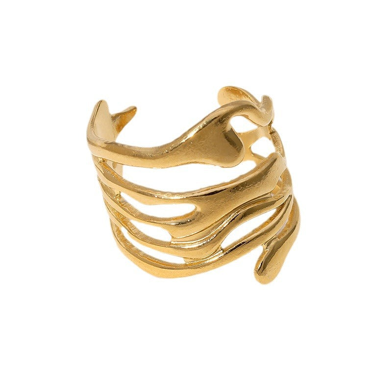 Minimalist Geometric Plated Stainless Steel Ring for Women