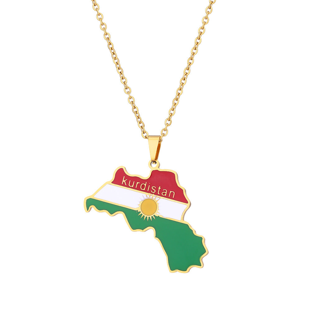 Collana con Pendente Geometrico Vintage in Acciaio Inossidabile con Finitura Smaltata per Uso Unisex