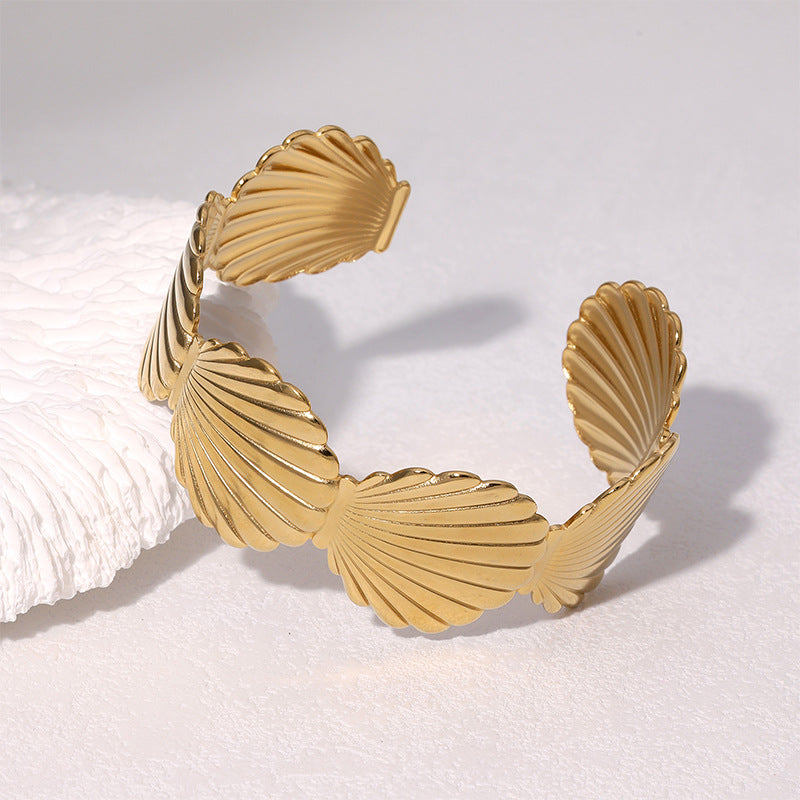 Bracciale Minimalista da Donna in Acciaio al Titanio Placcato Oro 18K, Gioiello Ipoallergenico Leggero in Acciaio Inossidabile