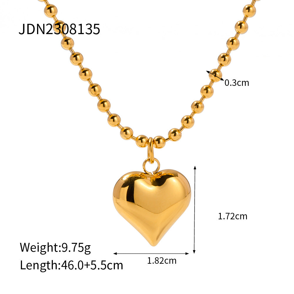 Vintage 18K Gold Plated Heart Stainless Steel Necklace for Women