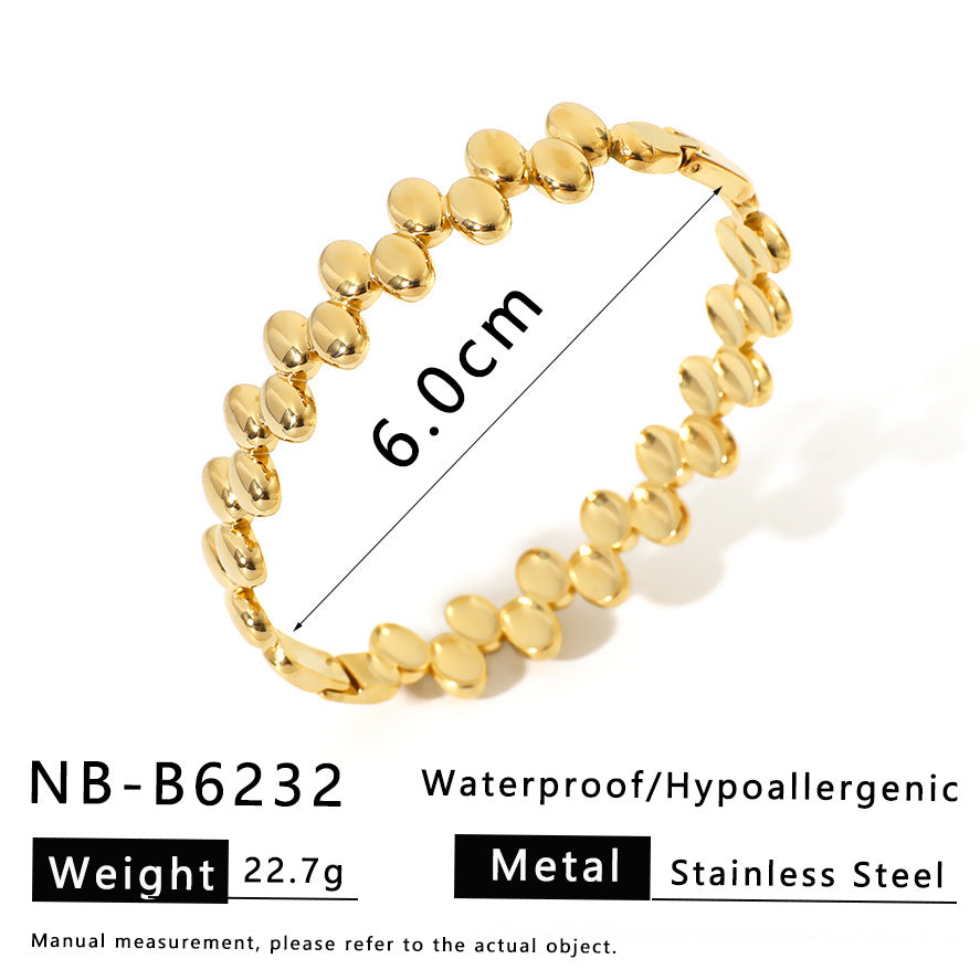 Bracciale Minimalista da Donna a Giunzione di Bambù Stellata in Acciaio Inossidabile con Placcatura Sottovuoto in Oro 18K Design Geometrico