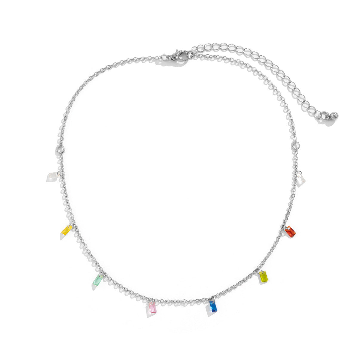 Bohemian Star Acrylic Pendant Crystal Inlay Plated Alloy Box Chain Necklace